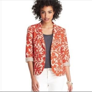 Loft floral orange linen blazer - size 8